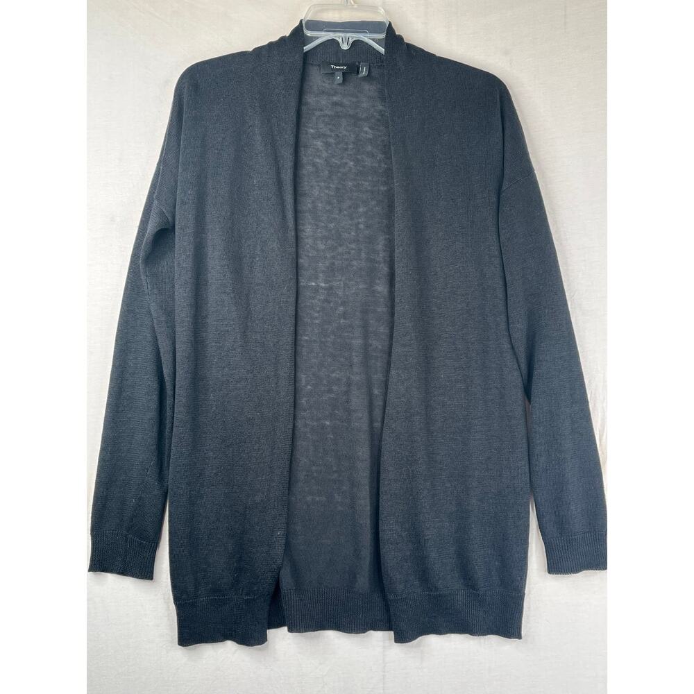 Theory Black Open Front Cardigan